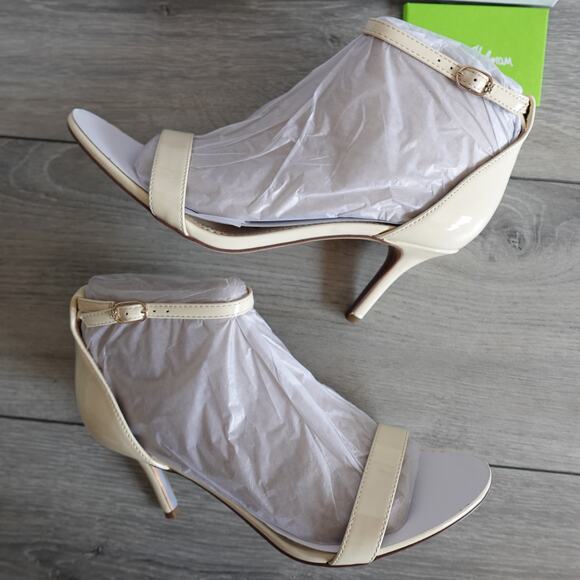 Sam Edelman Patti Ankle Strap Sandal Cream Patent New size 9.5W Wide - Picture 2 of 16